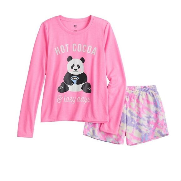 SO Girls Small (7) Top & Shorts Pajama Set - Picture 4 of 6